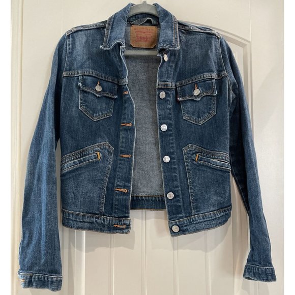 Levis Womens Denim Jacket Size S Cotton Blend Stretch Trucker Jrs - Picture 1 of 6